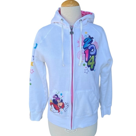 Disney Parks 2014 Mickey & Friends Embroidered Full Zip Hoodie Colorful Small - Picture 1 of 16